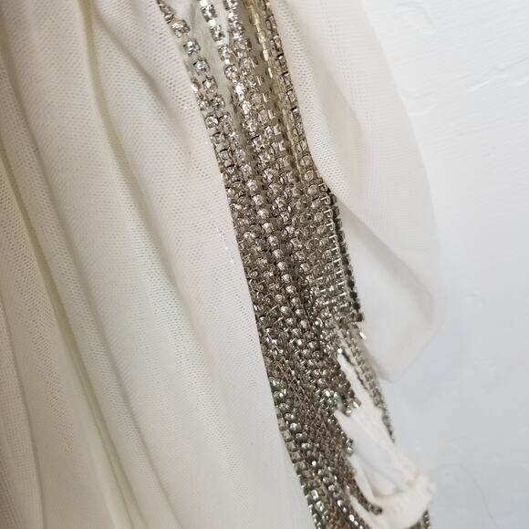 Fashion Nova NWT Women's Diamond Dreams Mesh Mini Dress Cream Size 1X - Picture 9 of 9